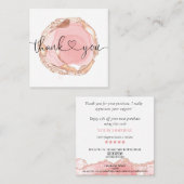 スクリモダンプト赤面ピンク感謝していハートは注文のために スクエア名刺 (正面/裏面)