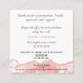 スクリモダンプト赤面ピンク感謝していハートは注文のために スクエア名刺 (裏面)