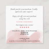 スクリモダンプト赤面ピンク感謝していハートは注文のために スクエア名刺 (裏面)