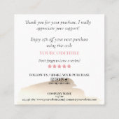 スクリモダンプト赤面ピンク感謝していハートは注文のために スクエア名刺 (裏面)