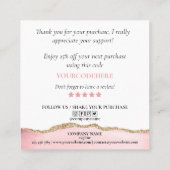 スクリモダンプト赤面ピンク感謝していハートは注文のために スクエア名刺 (裏面)