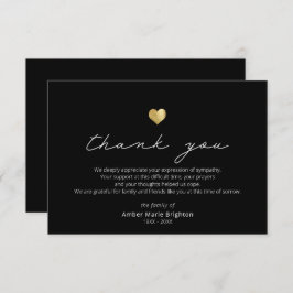 スクリモダンプト金ゴールドハート悔やみや弔慰サンキューカード サンキューカード