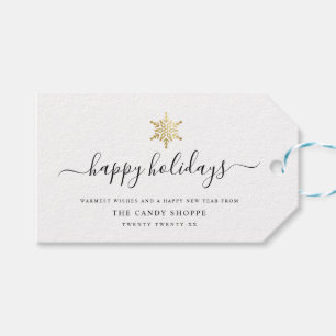 スクリモダンプト金ゴールドSnowflake Business Holiday ギフトタグ