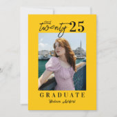 スクリモダンプト黄色の写真卒業パーティー 招待状 (正面)