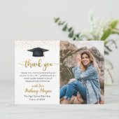 スクリモダンプト黒金ゴールドバルーン卒業写真 サンキューカード (スタンド正面)