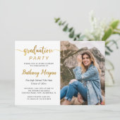 スクリモダンプト黒金ゴールドバルーン卒業写真 招待状 (スタンド正面)