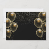 スクリモダンプト黒金ゴールドバルーン卒業写真 招待状 (裏面)