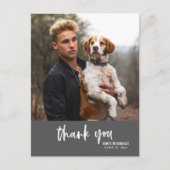 スクリモダンプトDark Gray写真卒業ありがとう インビテーションポストカード (正面)