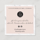 スクリモダン感謝していプト注文マーブル赤面ピンク スクエア名刺 (裏面)