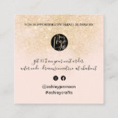 スクリモダン感謝していプト注文金ゴールド赤面ピンク スクエア名刺 (裏面)