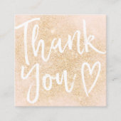 スクリモダン感謝していプト注文金ゴールド赤面ピンク スクエア名刺 (正面)