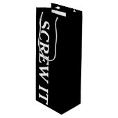 スクリューイットブラックワインボトルバッグ ワインギフトバッグ (正面アングル)