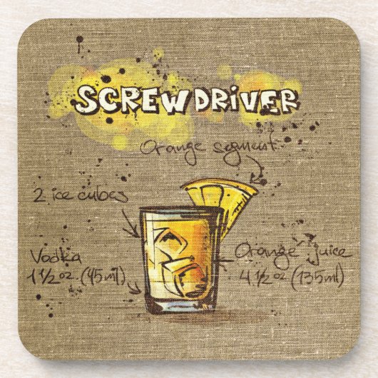 スクリュードライバーカクテルドリンクコースター コースター (正面)