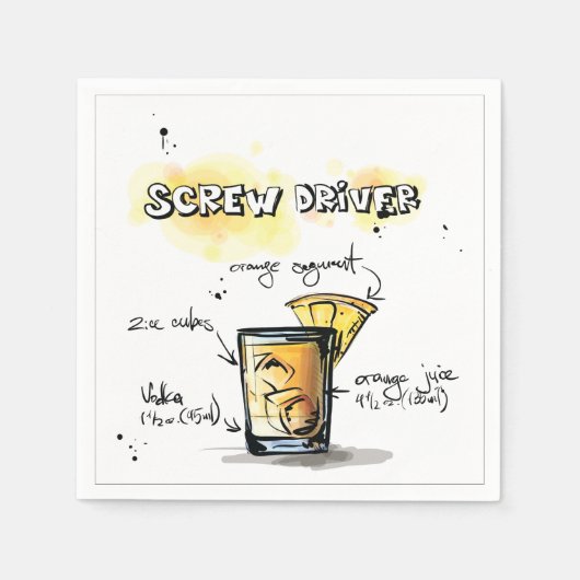 スクリュードライバードリンクレシピカクテルナプキン スタンダードカクテルナプキン (正面)