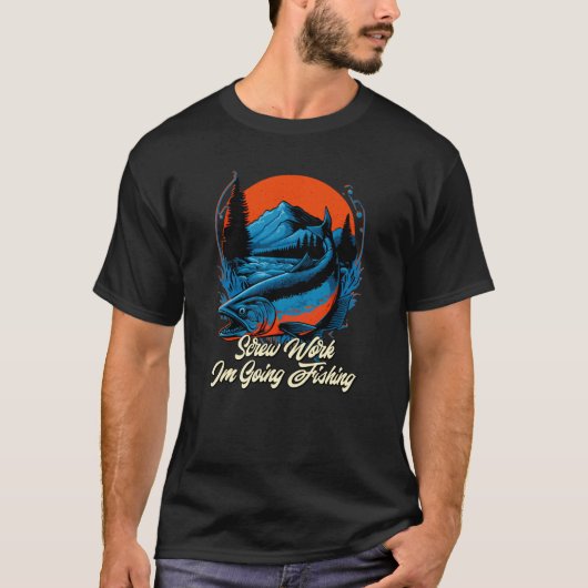 スクリューワークIm行く魚釣り漁師Coworker Fis Tシャツ (正面)