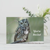 スクリーチフクロウツリーブランチフォト誕生日 招待状 (スタンド正面)