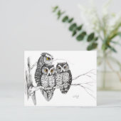 スクリーチフクロウファミリー2葉書 ポストカード (スタンド正面)