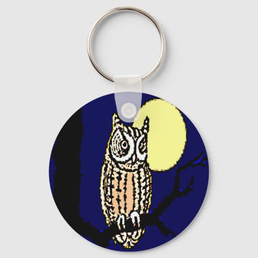 スクリーチフクロウ満月キーチェーン キーホルダー (正面)