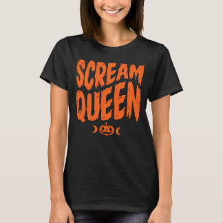 スクリームクイーン・ハロウィーン・ホラー・スプーキー・ドリップ・タイポグラフィ Tシャツ