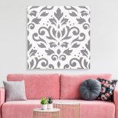 スクリーム上の大きなデザイングレーのスクロール キャンバスプリント (インサイチュ (リビング))