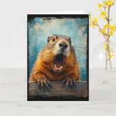 スクリーム グラウンドホッグ - 芸術的なグラウンドホッグデーの男性 女性 カード (黄色い花)