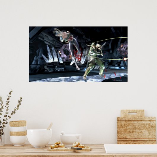 スクリーンショ疑問に思ット:女と緑の矢印 ポスター (キッチン)