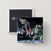 スクリーンショ疑問に思ット：女と緑の矢印 缶バッジ (正面&裏面)