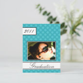 スクリーンドットティール（緑がかった色）オープンハウスパーティー卒業 招待状 (スタンド正面)