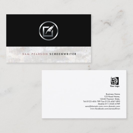 スクリーンラはっきりしたイタシルバークイル紙アイコンエレガント 名刺 (正面/裏面)