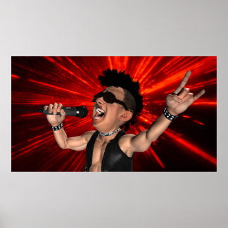 スクリー熱狂するムとレーザービームポスター ポスター