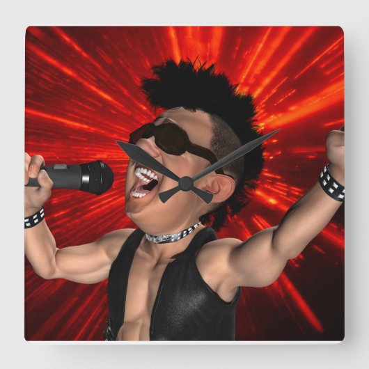 スクリー熱狂するムとレーザービーム角壁時計 スクエア壁時計 (正面)