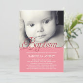 スクリ大切プト写真バプティスマス招待状-ピンク 招待状 (スタンド正面)