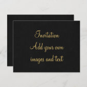 スクリ渦巻形のプト〔占星術の〕十二宮図署名蠍座金ゴールド(黒) 招待状 (正面/裏面)