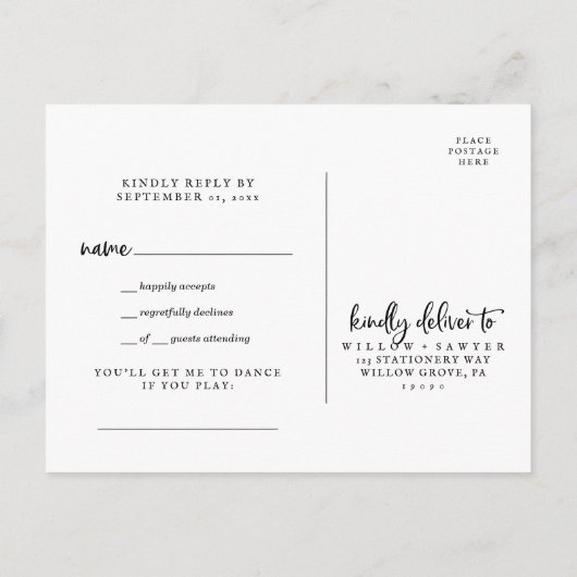 スクリ素朴プト曲リクエストRSVPポストカード インビテーションポストカード (裏面)