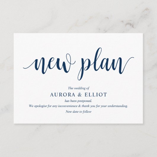 スクリ素朴プト、ネイビーブルースクリ結婚プト、延期 エンクロージャーカード (正面)