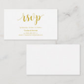 スクリ素朴プト、金ゴールドフォントの色、結婚式のRSVP エンクロージャーカード (正面/裏面)