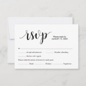 スクリ素朴プト、黒のフォント色、結婚式のRSVP 出欠カード (正面)