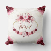 スクリ賛美ファンシープトBurgundyフローラ金ゴールドリース クッション (正面)