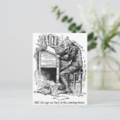 スクルージは自分の机に向かって(文字を持って) ポストカード (スタンド正面)