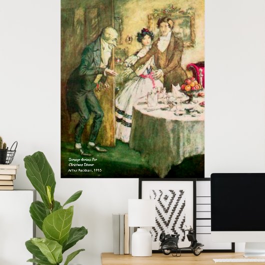 スクルージュアクリスマスカロルヴィンテージイラストレーション ポスター (ホームオフィス)