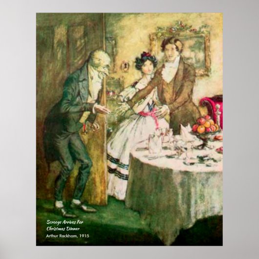 スクルージュアクリスマスカロルヴィンテージイラストレーション ポスター (正面)