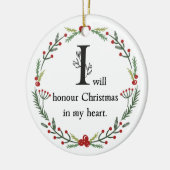 スクルージ引用文私はハートで聖降誕祭を祝う セラミックオーナメント (左)