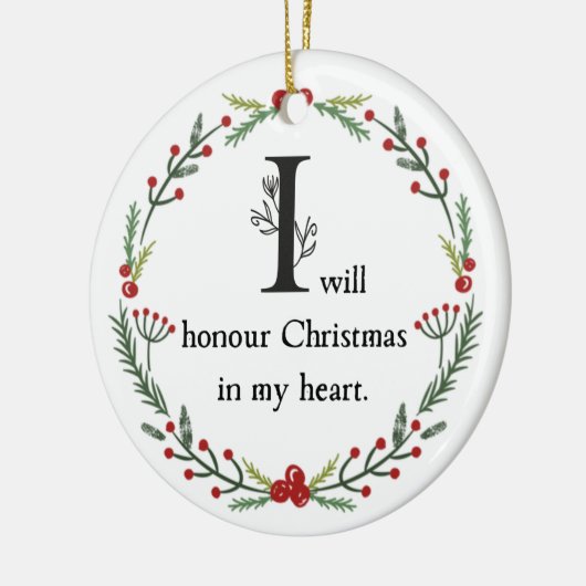 スクルージ引用文私はハートで聖降誕祭を祝う セラミックオーナメント (左)