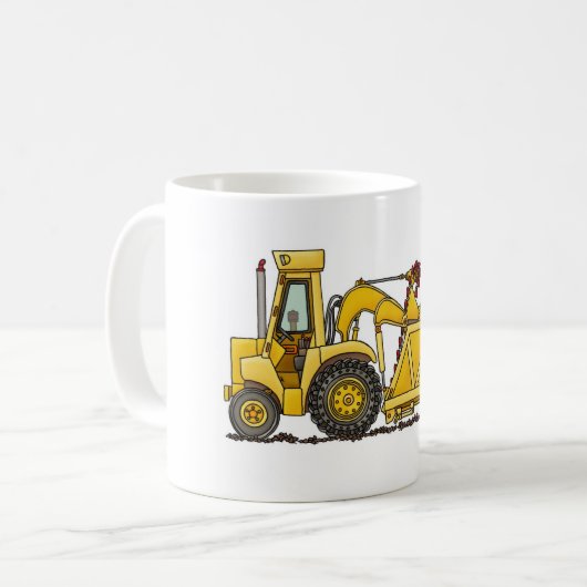 スクレーパーの土の引越し業者の掘削機の建築のマグ コーヒーマグカップ (正面左)