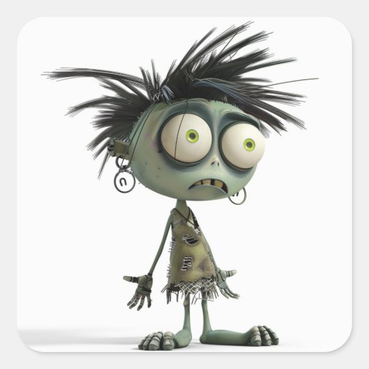 スクレープグール – スケルトンパンクゾンビ スクエアシール (正面)