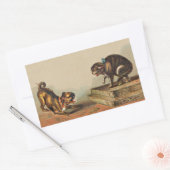 スクレープパグドッグと子猫 長方形シール (封筒)