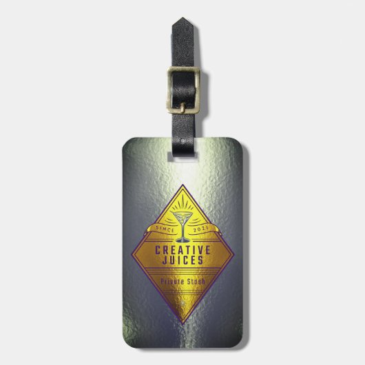 スクレープブックシルバー「クリエイティブジュース」 ラゲッジタグ (正面縦)