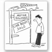 スクレーヤードは車のブーツ販売の漫画を持っている。 シール (正面)