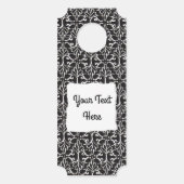 スクロエレガントールダマスクデザイン白黒 ドアノブサイン (正面)