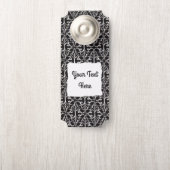 スクロエレガントールダマスクデザイン白黒 ドアノブサイン (ノブ)